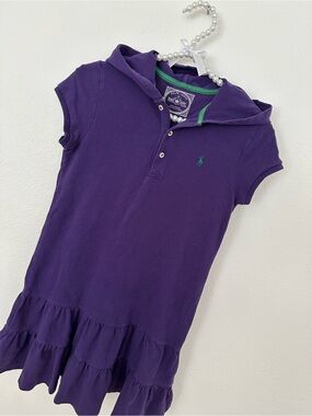 Ralph Lauren Purple Hooded Polo Dress with Green Logo